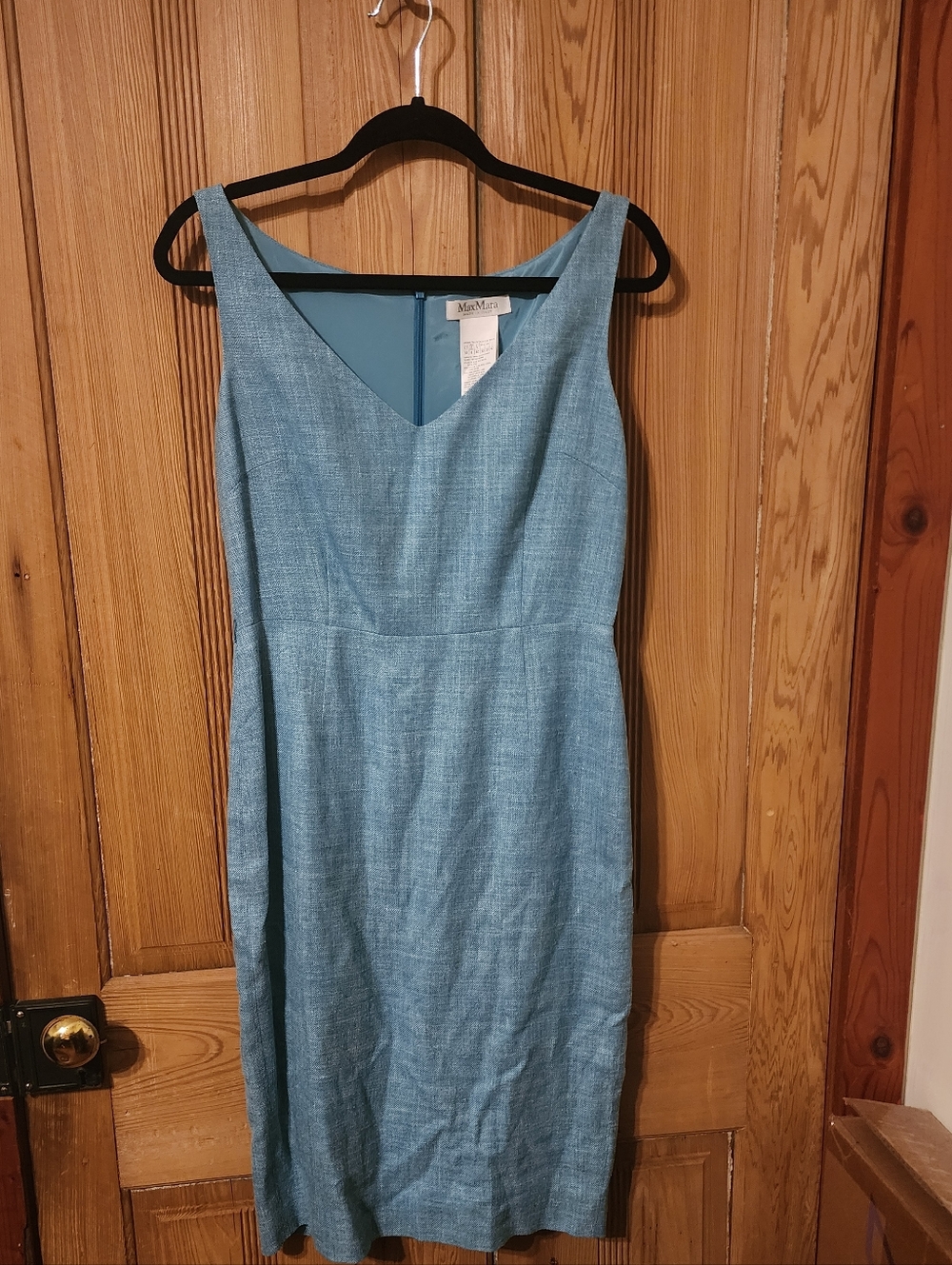 MaxMara Teal Silk/Linen Midi Dress with Matching Jacket, Size 8 MUST SEE!! - Picture 5 of 9